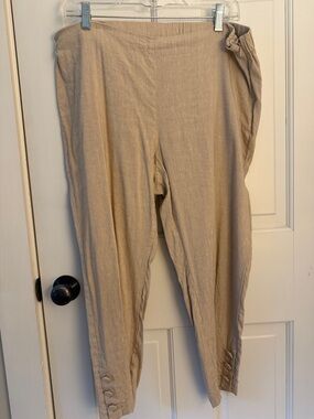J. Jill Taupe Cropped Button-Hem Ankle Pants